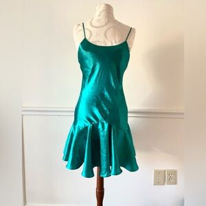 Vintage gold label Victoria’s Secret turquoise babydoll lingerie slip dress